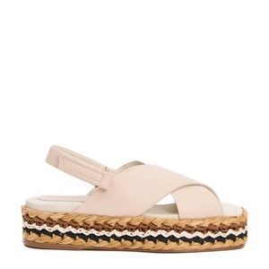 Paloma Barceló Beige Leather Braided Rope Wedge Sandal - NWT